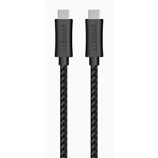 Cygnett, LightSpeed USB-C/USB-C 2.0 Cable 1m, Braided Blk/Grey