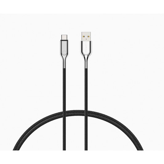 Cygnett, kabel USB-C na USB-A, pleteni, 2.0m, crni